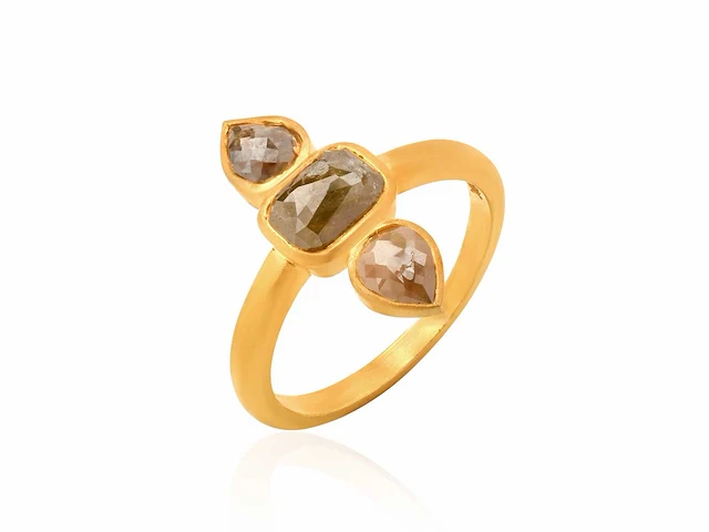 (gecertificeerd) ring 14k goud met natuurlijke diamanten 3,46 grm - afbeelding 1 van  5