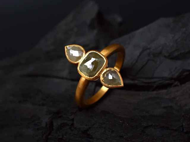 (gecertificeerd) ring 14k goud met natuurlijke diamanten 3,46 grm - afbeelding 3 van  5