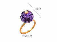 (gecertificeerd) ring 14k goud met natuurlijke diamanten en amethist 5.66 grm - afbeelding 4 van  6