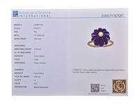 (gecertificeerd) ring 14k goud met natuurlijke diamanten en amethist 5.66 grm - afbeelding 5 van  6