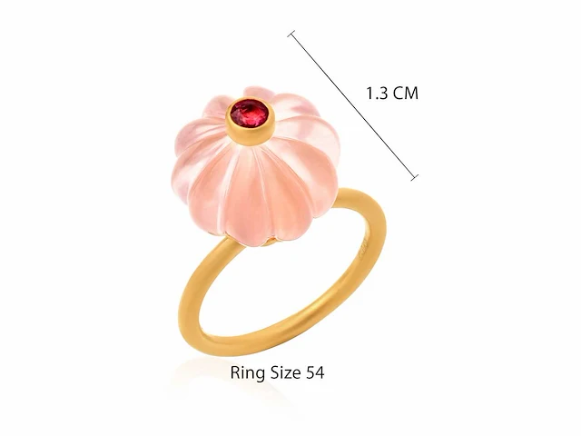 (gecertificeerd) ring 14k goud met natuurlijke rozenkwarts en robijn 5.66 gm - afbeelding 4 van  6