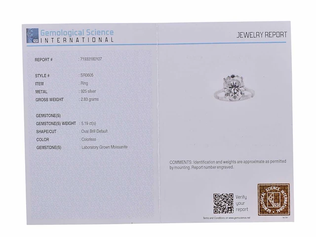 (gecertificeerd) ring met ovale slijpvorm 2.83g - afbeelding 5 van  6