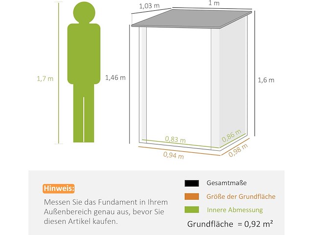 Gegalvaniseerd stalen tuinhuisje 1,6m³ - afbeelding 6 van  7