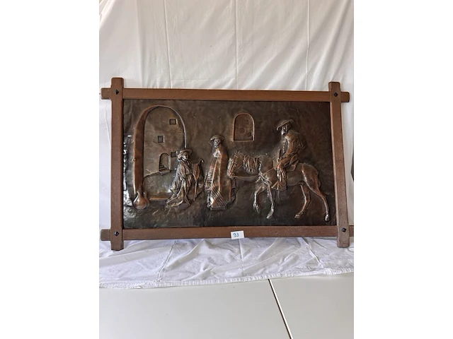 Gehamerd koperen tableau - afbeelding 1 van  2