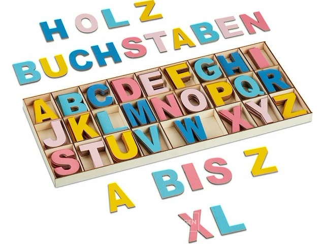 Gekleurde houten letters - afbeelding 1 van  6