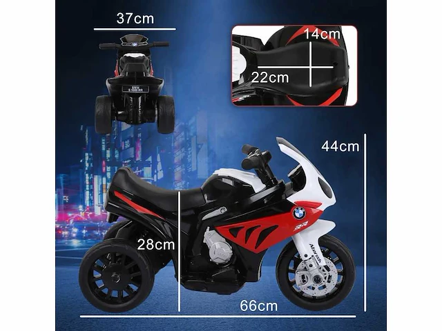 Gelicentieerde 3-wielige elektrische kindermotorfiets bmw s1000 rr - afbeelding 3 van  7