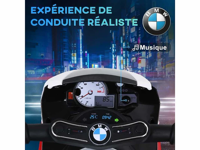 Gelicentieerde 3-wielige elektrische kindermotorfiets bmw s1000 rr - afbeelding 4 van  7