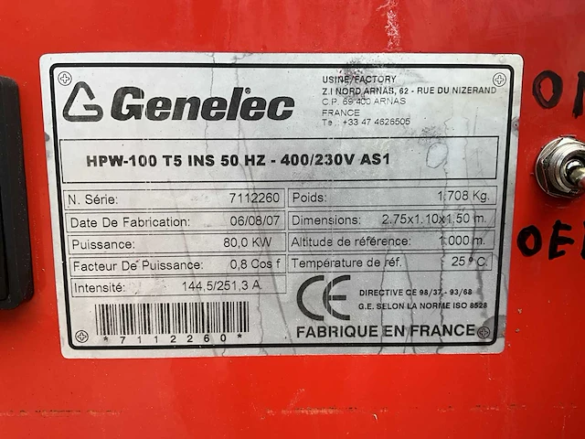Genelec hpw-100 t5 ins 50hz stroomgenerator - afbeelding 8 van  11