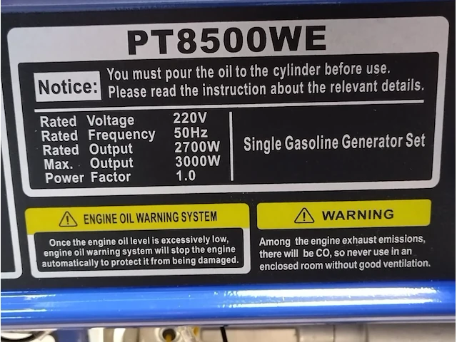 Generator benzine pt8500we - afbeelding 10 van  11