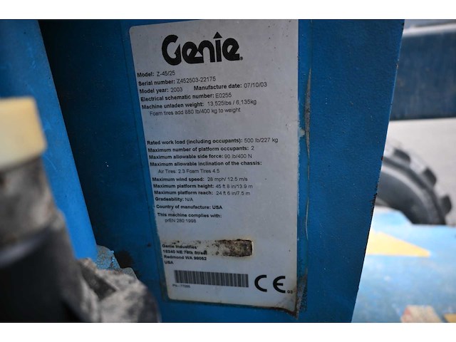 Genie - 2003 - z-45/25 - hoogwerker - afbeelding 6 van  20