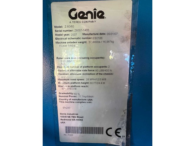 Genie - 2007 - z-80/60 - hoogwerker - afbeelding 44 van  49