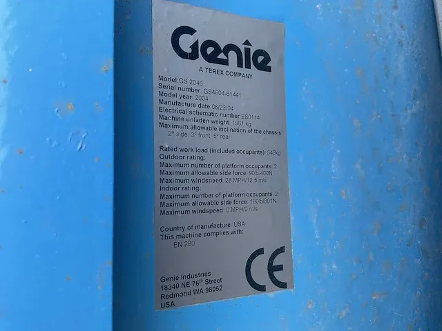 Genie gs-2046 hoogwerker - afbeelding 16 van  18