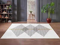 Geometrisch vloerkleed - 160 x 230 cm - wit en grijs - afbeelding 1 van  4