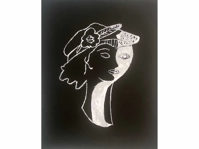 Georges braque - portret - zeefdruk - afbeelding 1 van  4