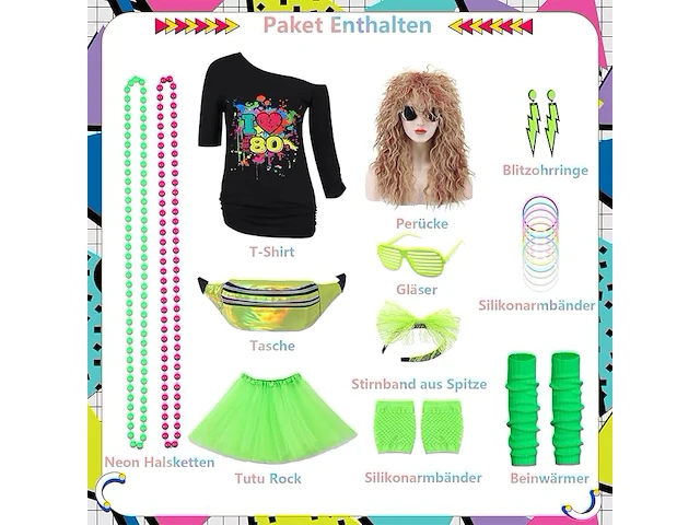 Geplaimir jaren 80-outfit (medium) - afbeelding 4 van  4