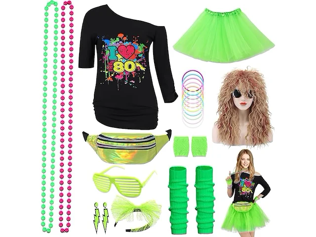 Geplaimir jaren 80-outfit (small) - afbeelding 1 van  4