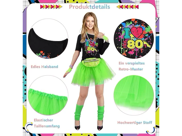 Geplaimir jaren 80-outfit (small) - afbeelding 2 van  4