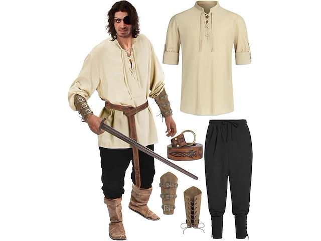 Geplaimir middeleeuws kostuum voor heren, m - afbeelding 1 van  4