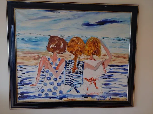 Gérard le roux "three women" - origineel schilderij in olie - afbeelding 1 van  7