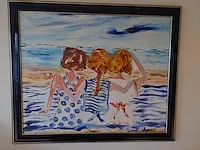 Gérard le roux "three women" - origineel schilderij in olie - afbeelding 1 van  7