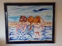 Gérard le roux "three women" - origineel schilderij in olie - afbeelding 2 van  7