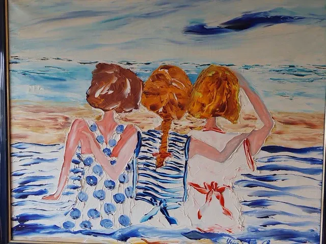 Gérard le roux "three women" - origineel schilderij in olie - afbeelding 4 van  7