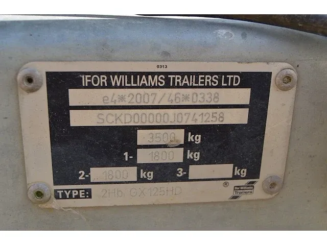 Geremde aanhangwagen dubbel as ifor williams type 2hb gx125hd 3500kg - afbeelding 15 van  16