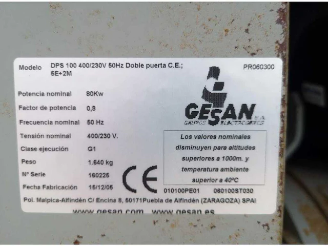 Gesan - dps100 - stroomgenerator - 2005 - afbeelding 14 van  21