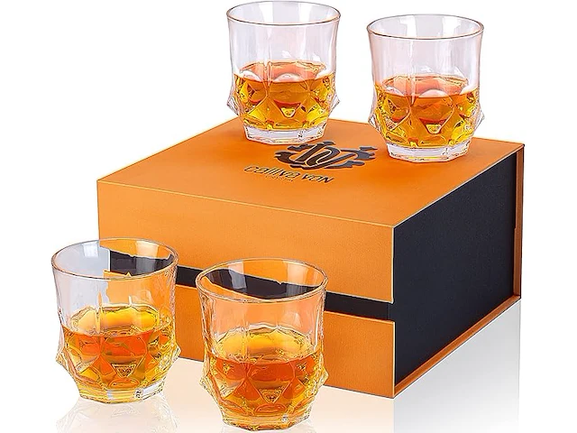 Geschenkdoos met 4 whiskeyglazen "pointy" merk : cavilla von - afbeelding 1 van  2