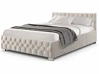 Gestoffeerd bed 140 x 200 cm met bedbodem en led - afbeelding 2 van  5