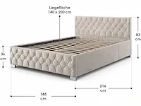 Gestoffeerd bed 140 x 200 cm met bedbodem en led - afbeelding 3 van  5