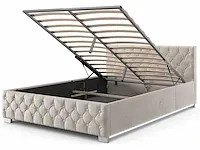 Gestoffeerd bed 140 x 200 cm met bedbodem en led - afbeelding 4 van  5