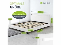 Gestoffeerd bed 140 x 200 cm wit met led verlichting - afbeelding 2 van  3