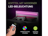 Gestoffeerd bed 140 x 200 cm wit met led verlichting - afbeelding 3 van  3