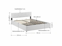 Gestoffeerd bed 140 x 200 met opbergbox - wit - afbeelding 4 van  13