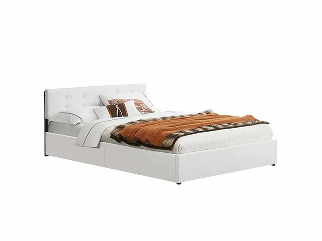 Gestoffeerd bed 140 x 200 met opbergbox - wit - afbeelding 5 van  13