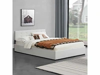 Gestoffeerd bed 140 x 200 met opbergbox - wit - afbeelding 1 van  13