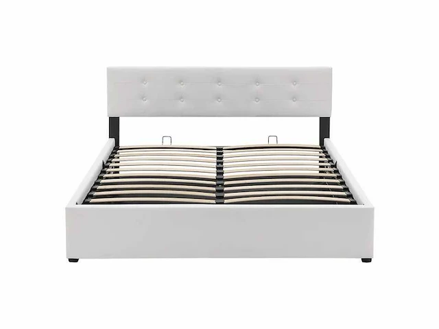 Gestoffeerd bed 140 x 200 met opbergbox - wit - afbeelding 7 van  13