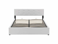 Gestoffeerd bed 140 x 200 met opbergbox - wit - afbeelding 7 van  13