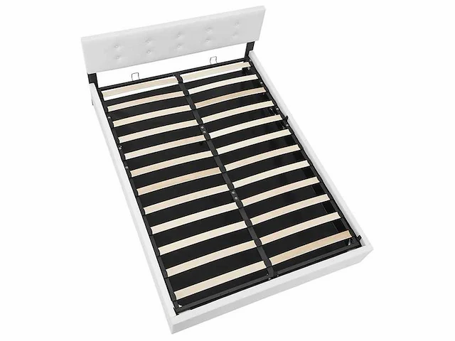 Gestoffeerd bed 140 x 200 met opbergbox - wit - afbeelding 8 van  13