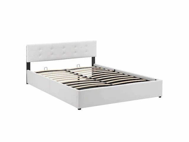 Gestoffeerd bed 140 x 200 met opbergbox - wit - afbeelding 11 van  13