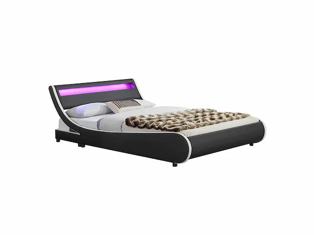 Gestoffeerd bed 140x200cm met led verlichting en lattenbodem - afbeelding 2 van  8