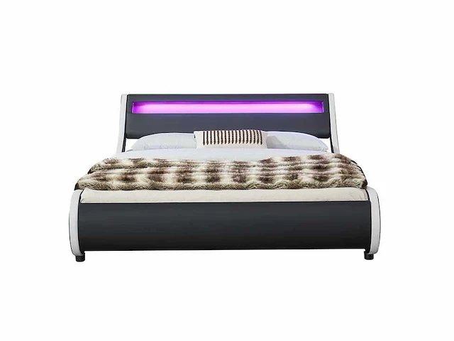 Gestoffeerd bed 140x200cm met led verlichting en lattenbodem - afbeelding 3 van  8
