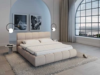 Gestoffeerd bed 160x200 - opbergruimte - beige stof - afbeelding 1 van  8