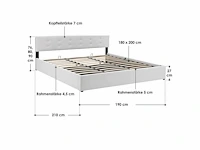 Gestoffeerd bed 180 x 200 met opbergbox - wit - afbeelding 3 van  12