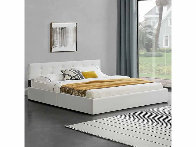 Gestoffeerd bed 180 x 200 met opbergbox - wit - afbeelding 1 van  12