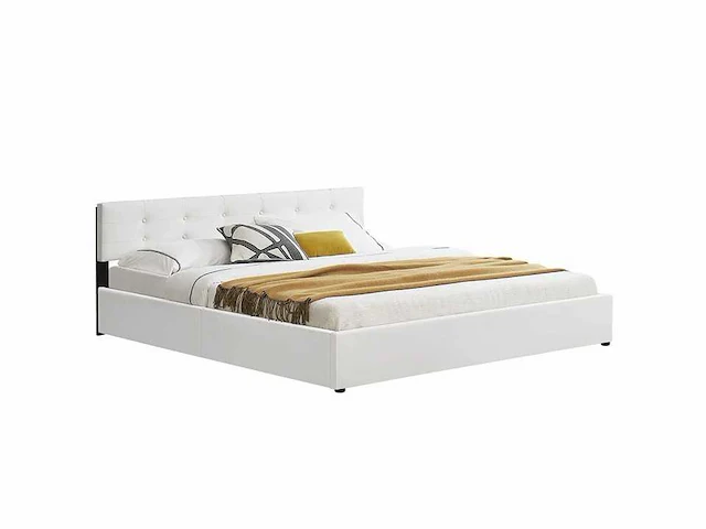 Gestoffeerd bed 180 x 200 met opbergbox - wit - afbeelding 5 van  12