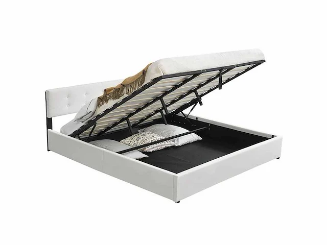 Gestoffeerd bed 180 x 200 met opbergbox - wit - afbeelding 7 van  12