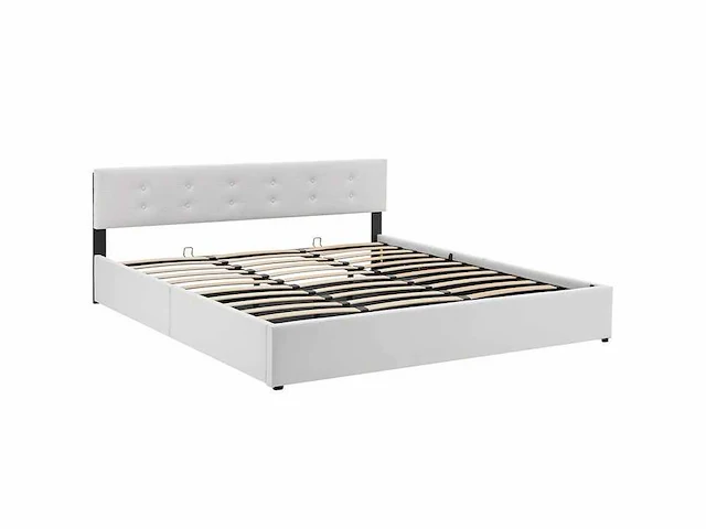 Gestoffeerd bed 180 x 200 met opbergbox - wit - afbeelding 9 van  12