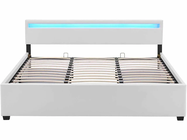 Gestoffeerd bed 180x200 cm met bedstee, led-verlichting - afbeelding 4 van  5